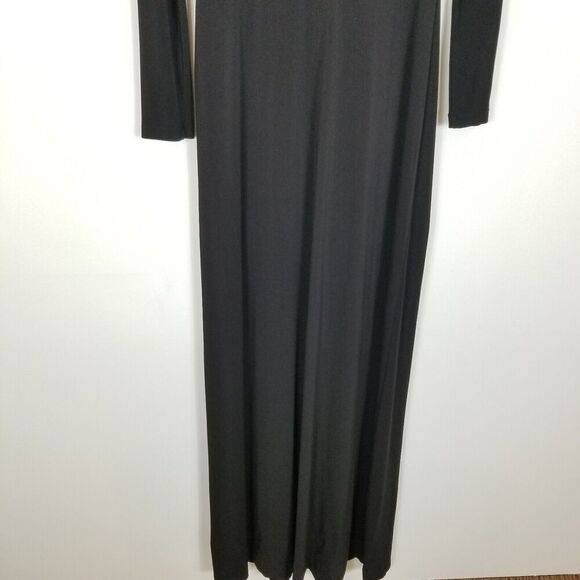 Alice+Olivia Women Salina Tie-Waist Maxi Dress Size S Black Evening Long Sleeve - Picture 7 of 9